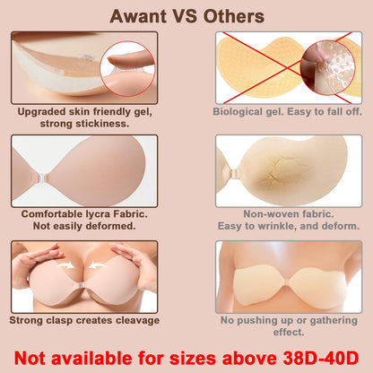 Awant Strapless Sticky Bra (US, Cup Band, A, Beige)
