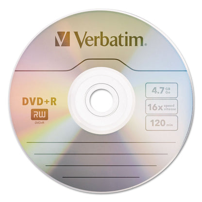Verbatim DVD+R Blank Discs AZO Dye 4.7GB 16X Recordable Disc - 100 Discs Spindle,Silver