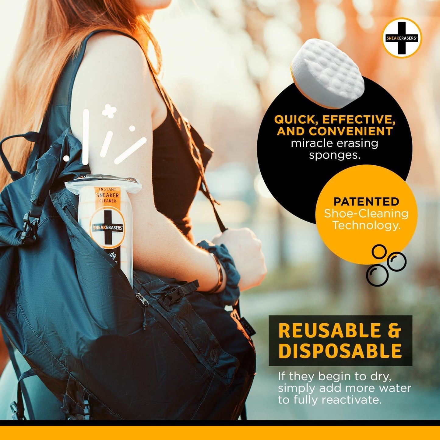 SneakERASERS Sole & Sneaker Cleaner, Premium Shoe Cleaner for Sneakers, Dual-Sided Sponges, Effective for Tennis Shoes & Women Men Sneakers, Gentle Rub Design Cleaner Kit, 10 Pack