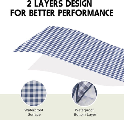 SAMSIER Outdoor Picnic Blankets Waterproof Foldable Sandproof, Extra Large Gingham Cute Picnic Mat Washable Portable for Park Beach Camping Courtyard (Navy Blue, 80"×80")