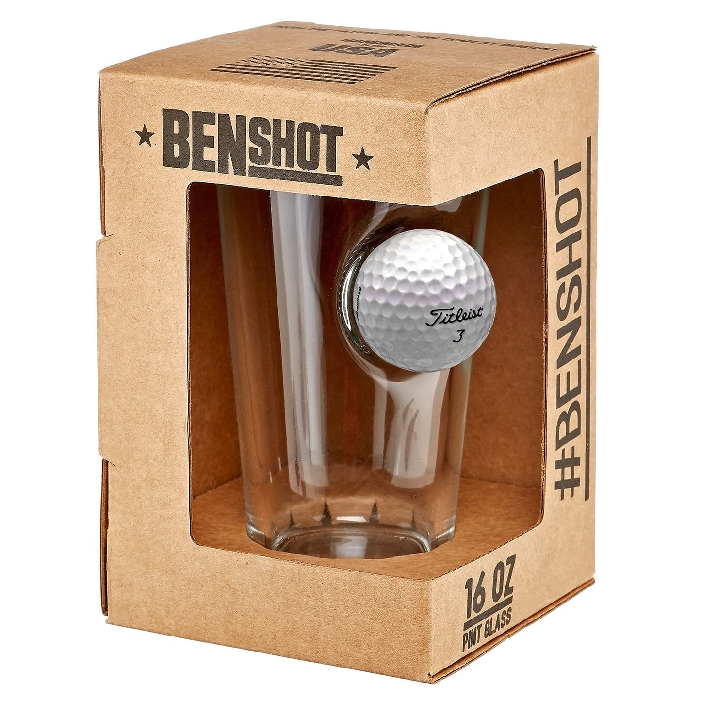 BenShot Golf Ball Pint Glass - 16oz | Made in the USA