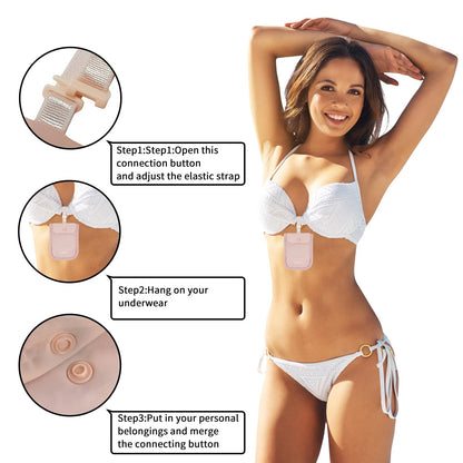 YOYI YOYI RFID Undercover Bra Wallet,Hidden Travel Pouch,Secret Stash Pocket - Credit Cards & Money & Valuables with Adjustable,Elastic Strap Suitable for All Bra Sizes