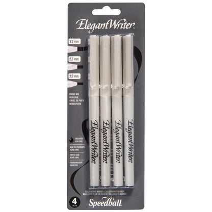 Speedball Elegant Writer Acid-Free Non-Toxic Water Based Calligraphy Marker, Chisel Tip, Assorted Size, Black, Set of 4