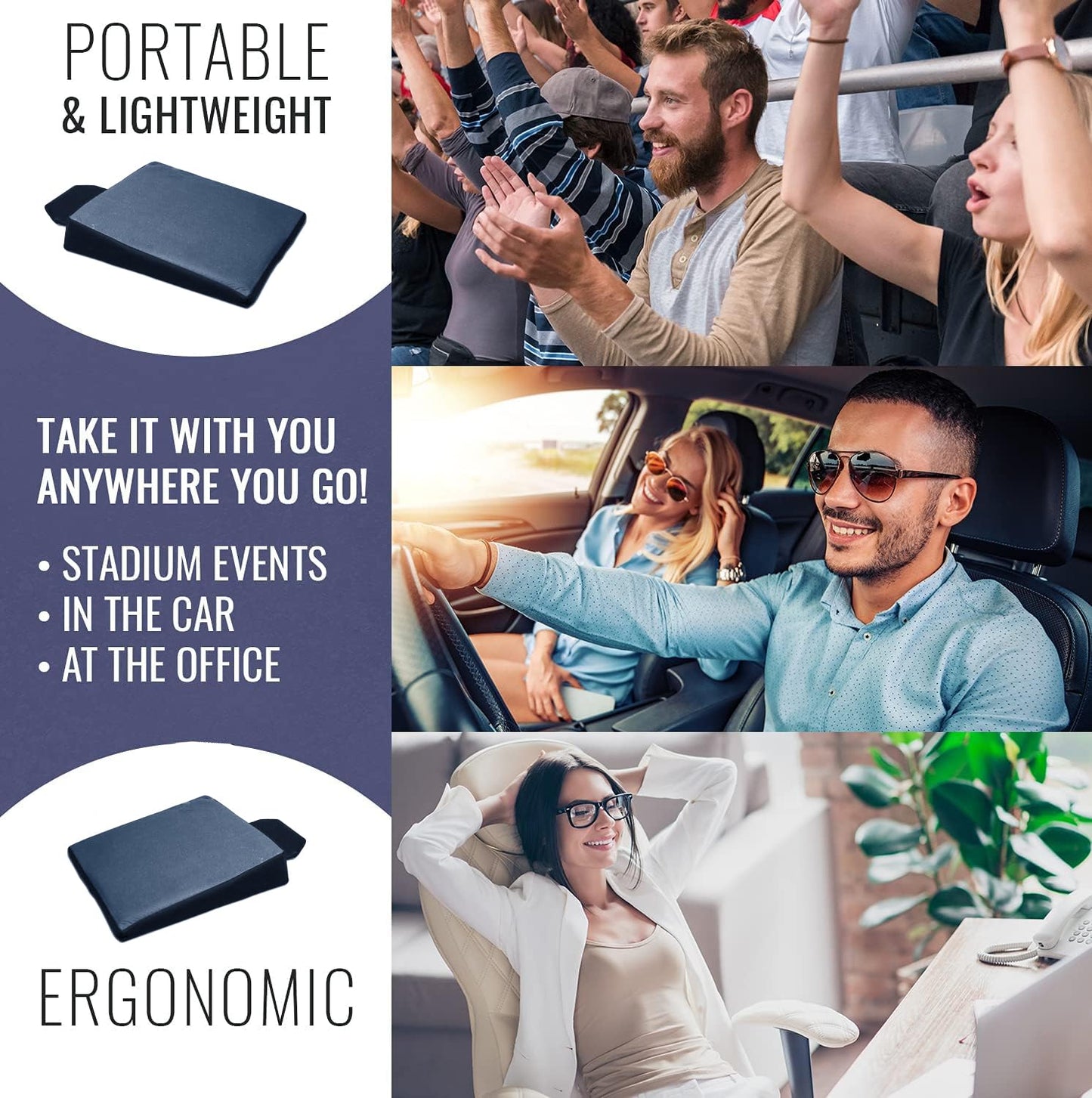 Yupbizauto Breathable Ergonomic Wedge Car Seat Cushion & Office Chair Support Comfortable Pressure-Relief Pad for Back & Tailbone Pain Ideal for Long Sitting, Posture Corrector Mesh Grey Firm