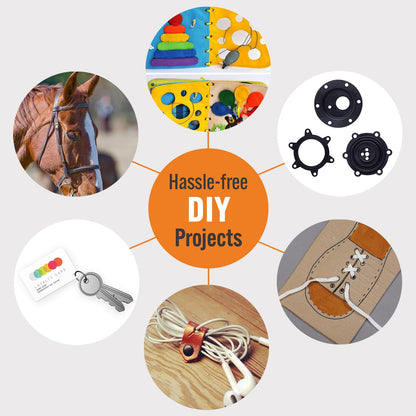 Desktop Leather Belt Hole Puncher Tool - Easier to Use Tabletop Design for Watch Band, Handbag Strap. Heavy Duty Carbon Steel, Precision 6 Sizes Hole Punch for Fabric, Crafts, Easy DIY