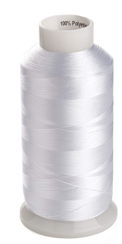 Simthread 2 Huge Spools White Bobbin Fill Thread 60WT for Embroidery Machine and and Sewing Machines - 5500 Yards Ea