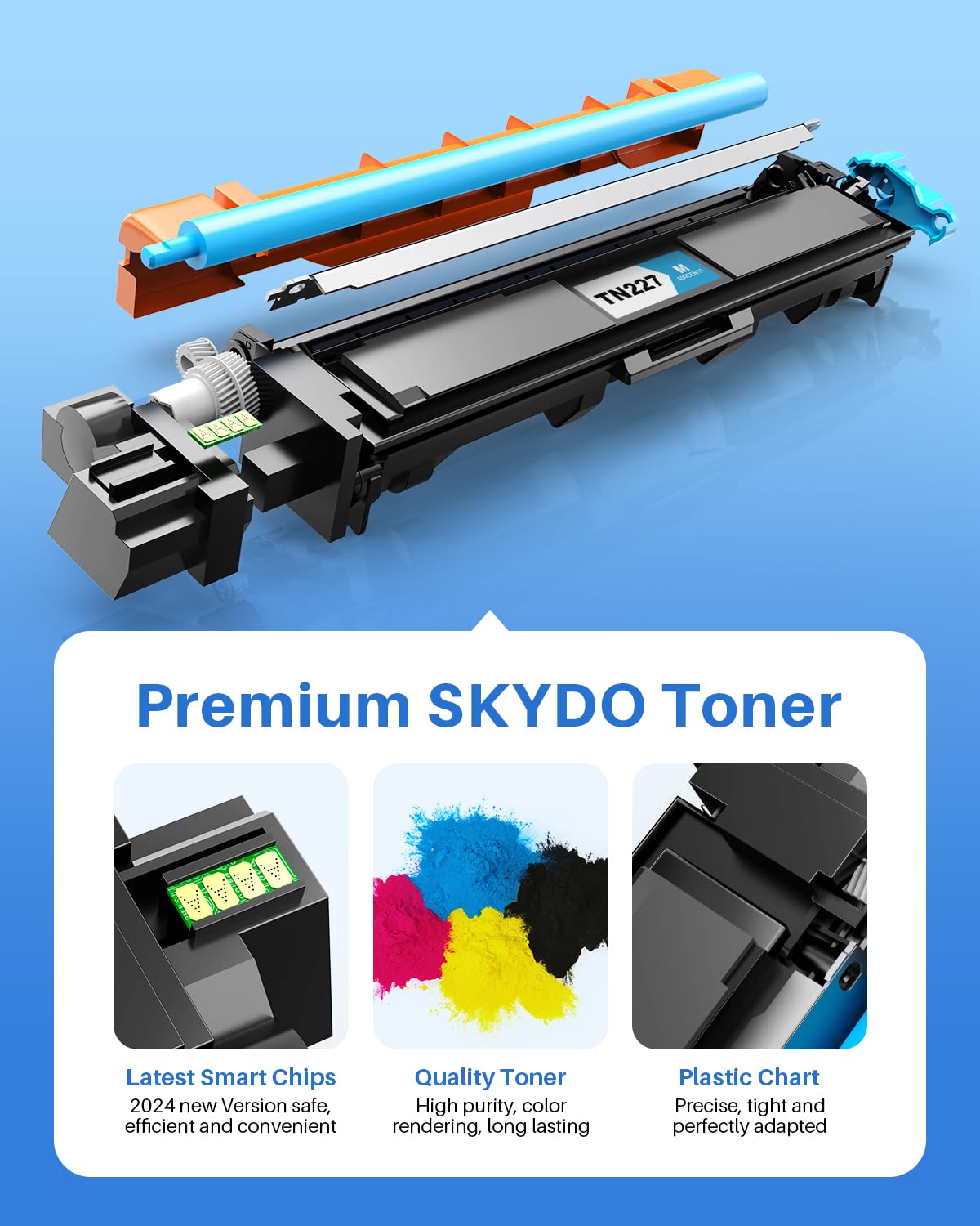 TN227 TN227BK/C/M/Y High Yield Toner Cartridge 4 Pack Compatible for Brother TN 227 TN223 TN-223BK/C/M/Y Work for MFC-L3770CDW HL-L3270CDW MFC-L3710CDW HL-L3210CW HL-L3230CDW HL-L3290CDW Printer