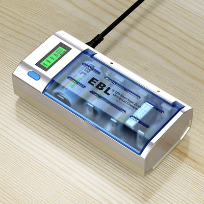 EBL D Cells 10000mAh Rechargeable Batteries (4 Counts) with C D 9V AA AAA Battery Charger