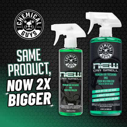 Chemical Guys AIR_101_32 New Car Smell Premium Air Freshener and Odor Eliminator, Long-Lasting Scent, Great for Cars, Trucks, SUVs, RVs & More, Extra Large 32 fl oz
