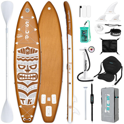 FunWater 11'6×33"×6" Inflatable Stand Up Paddle Board with Premium SUP Paddleboard Accessories, Adults & Youth for All Skill Levels, Included with Board, Paddle, Pump, Seat, Backpack