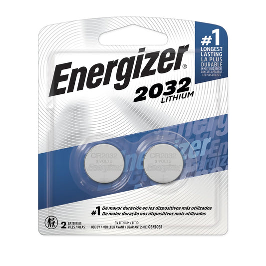 Energizer 2032 Batteries for Watches, AirTags, Key Fobs, Small Electronics, 2 Count CR2032 Battery