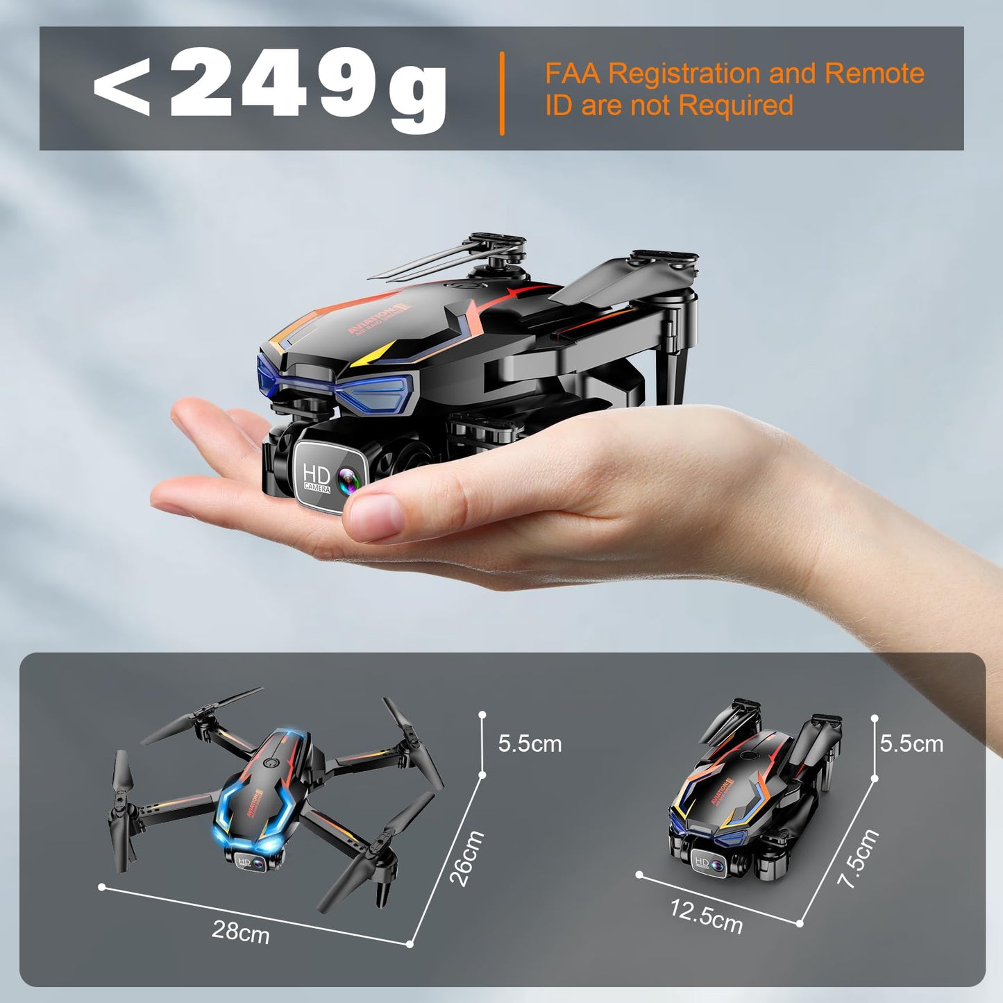 Drone with Camera for Adults, 2K HD FPV Drones with Upgrade Altitude Hold, One-Key Take Off/Landing, Speed Adjustment, Headless Mode, 2 Batteries, Toys Gifts for Teen Boys Girls, Beginner