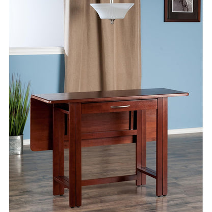 Winsome Taylor Drop Leaf Table with Wide Drawer, for Dining Room, 29", Walnut