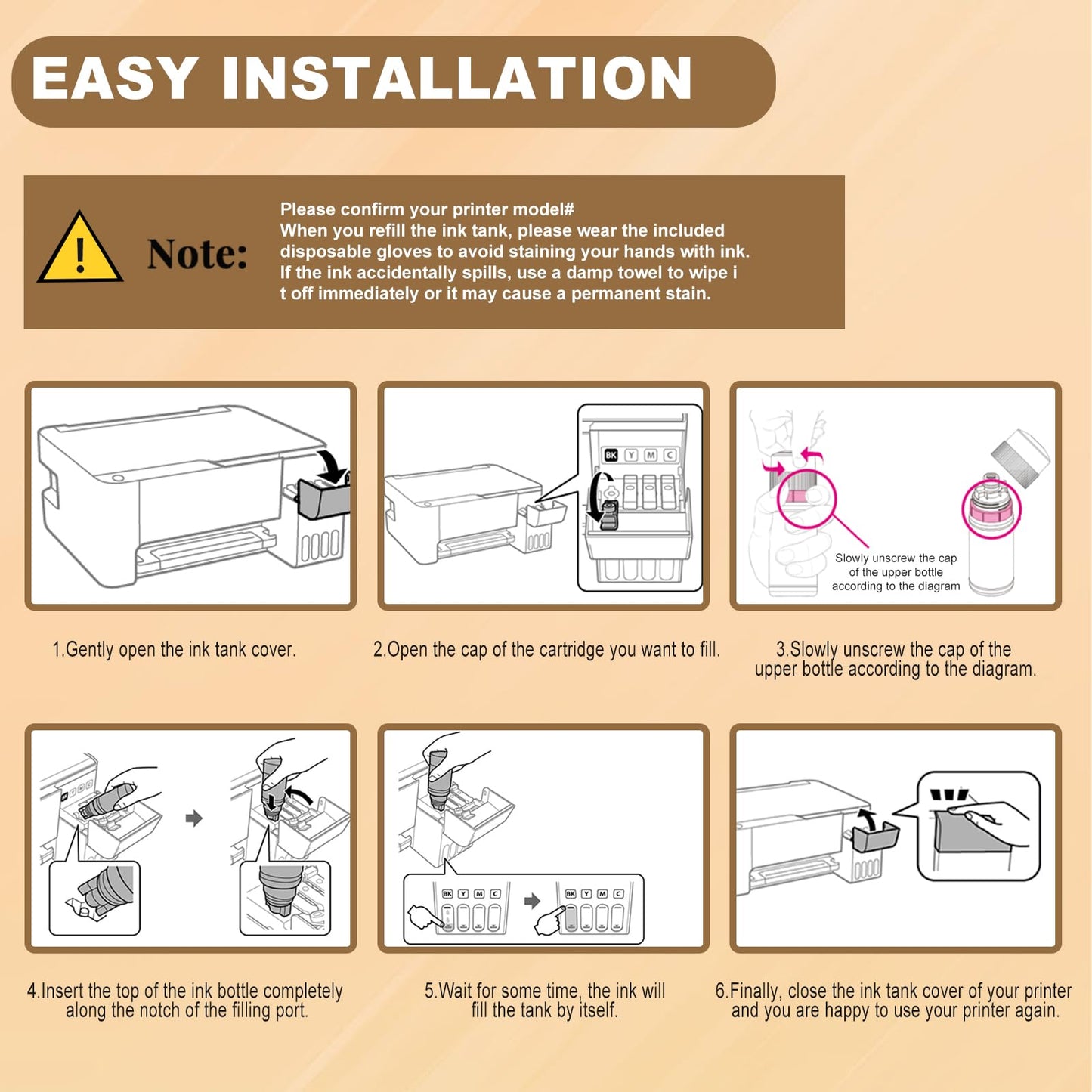 Ankink Sublimation Ink 502 522 Autofill for Ecotank ET-2800 ET-2803 ET-2850 ET-2720 ET-2760 ET-4800 ET-15000 ET-2400 ET-3760 ET-4760 Heat Press Transfer on Mugs T-Shirts Anti-UV ICC-Free