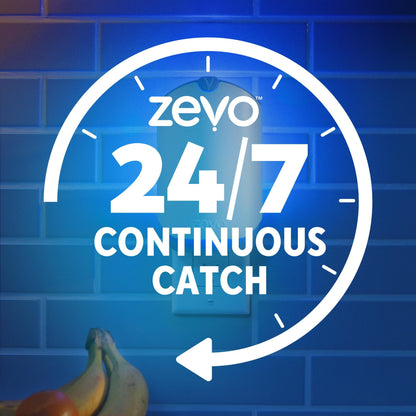 Zevo Flying Insect Trap & Cartridge - Plug in Fly Trap & Indoor Bug Catcher for Gnats, House & Fruit Flies - Mess-Free - Use in Any Room - Uses Blue & UV Light (1 Plug in Device & 1 Cartridge)