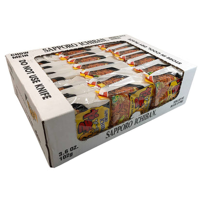 [SAPPORO ICHIBAN] Yakisoba, No.1 Tasting Instant Japanese Fried Noodles, Delicious Chow Mein (3.6 Oz. x 24 packs) | 24 Pack Case