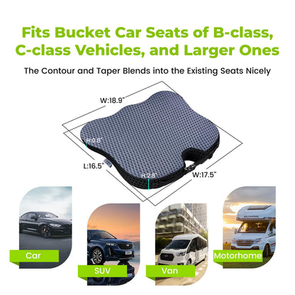 Soft Dense Memory Foam Car Seat Cushion for Driving - Seat Cushion for Car Seat Driver with Wedge Design & Raised Back to Broaden Vision, Provides Comfort for Lower Back & HIPS (Passenger Use Too)
