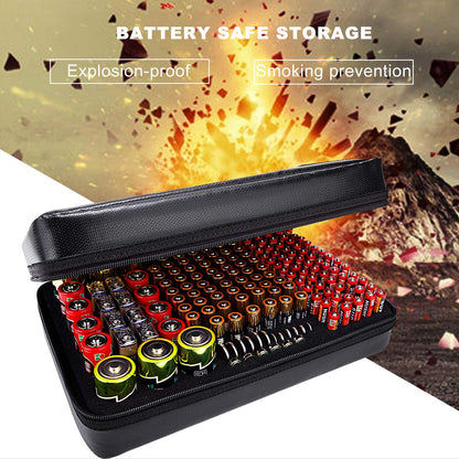 DocSafe Fireproof Battery Organizer Storage Box,Fireproof Waterproof Carrying Case Bag Holder,Safe Storage Holds 200+ Batteries AA AAA C D 9V, with Battery Tester BT-168 (Not Includes Batteries)