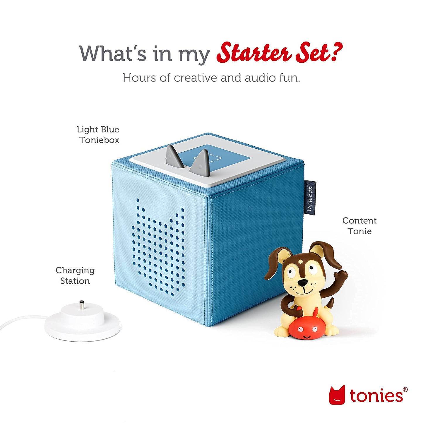 Toniebox 1 Audio Player Starter Set with Playtime Puppy - Listen, Learn, and Play with One Huggable Little Box - Light Blue
