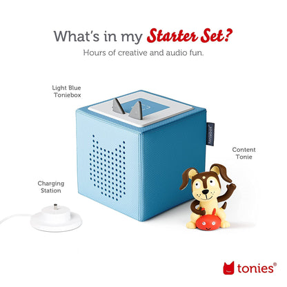 Toniebox 1 Audio Player Starter Set with Playtime Puppy - Listen, Learn, and Play with One Huggable Little Box - Light Blue