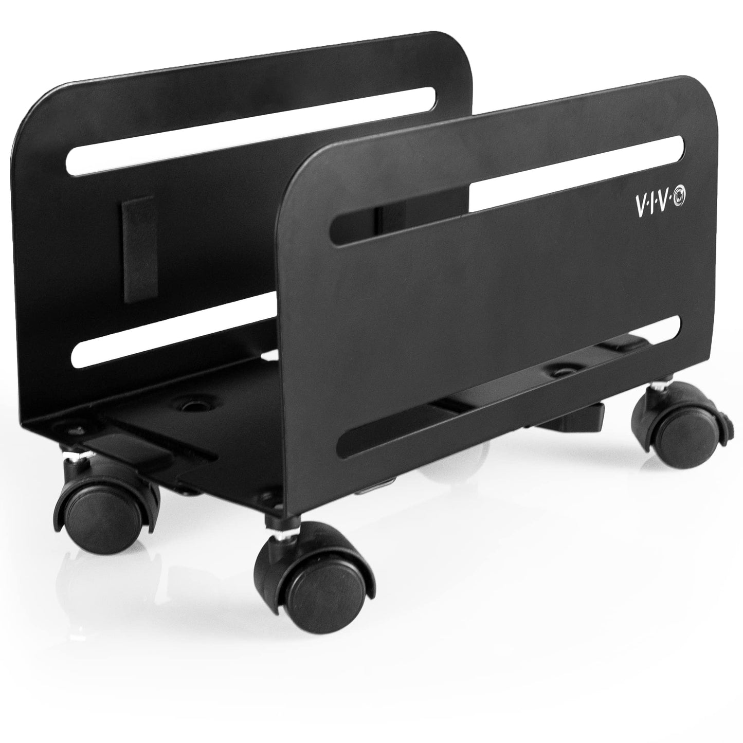 VIVO Computer Mid-Tower Case, CPU Steel Rolling Stand, Adjustable Mobile Cart Holder with Locking Caster Wheels, Black, CART-PC01
