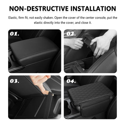 Upgraded Car Center Console Cover,Microfiber Leather Car Armrest Cover Cushion with 2 Storage Bags,Car Armrest Storage Box Car Interior Accessories for Most Vehicles (Black)