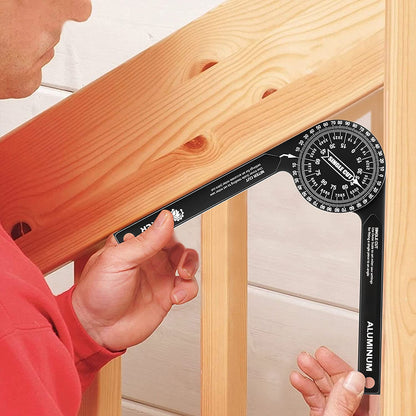 Saker Miter Saw Protractor|7-Inch Aluminum Protractor Angle Finder Featuring Precision Laser-Inside & Outside Miter Angle Finder for Carpenters, Plumbers and All Building Trades (Black)