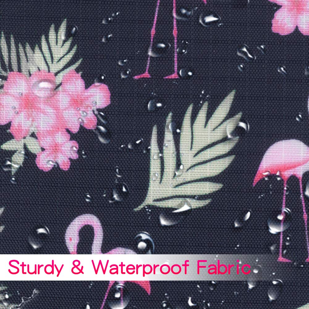 RFID Blocking Passport Wallet with Vaccine Card Slot, Family Travel Passport Holder Document Organizer Bag with Wrist & Neck Double Strap (Large RFID-Flamingo)