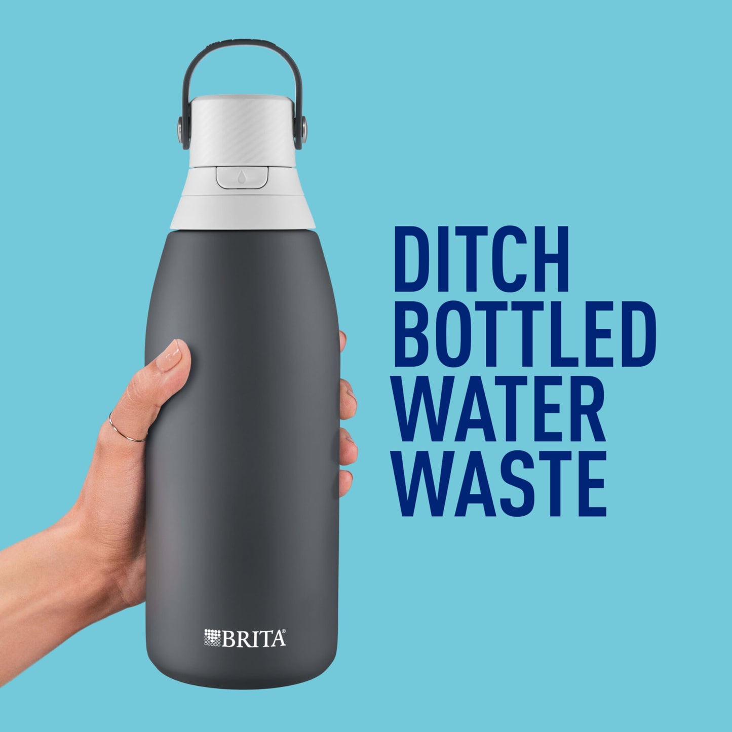 Brita Stainless Steel Premium Filtering Water Bottle, BPA-Free, Reusable, Insulated, Replaces 300 Plastic Water Bottles, Filter Lasts 2 Months or 40 Gallons, Includes 1 Filter, Carbon - 32 oz