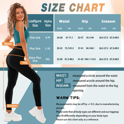 SINOPHANT High Waisted Leggings with Pockets Women, Full Length Capri Buttery Soft Stretchy Yoga Pants(Full Black,L-XL)