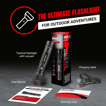 GearLight S2000 LED Rechargeable Flashlight High Lumens - Super Bright, Powerful, Mid-Size Tactical Flashlight for Outdoor Activity & Emergency Use