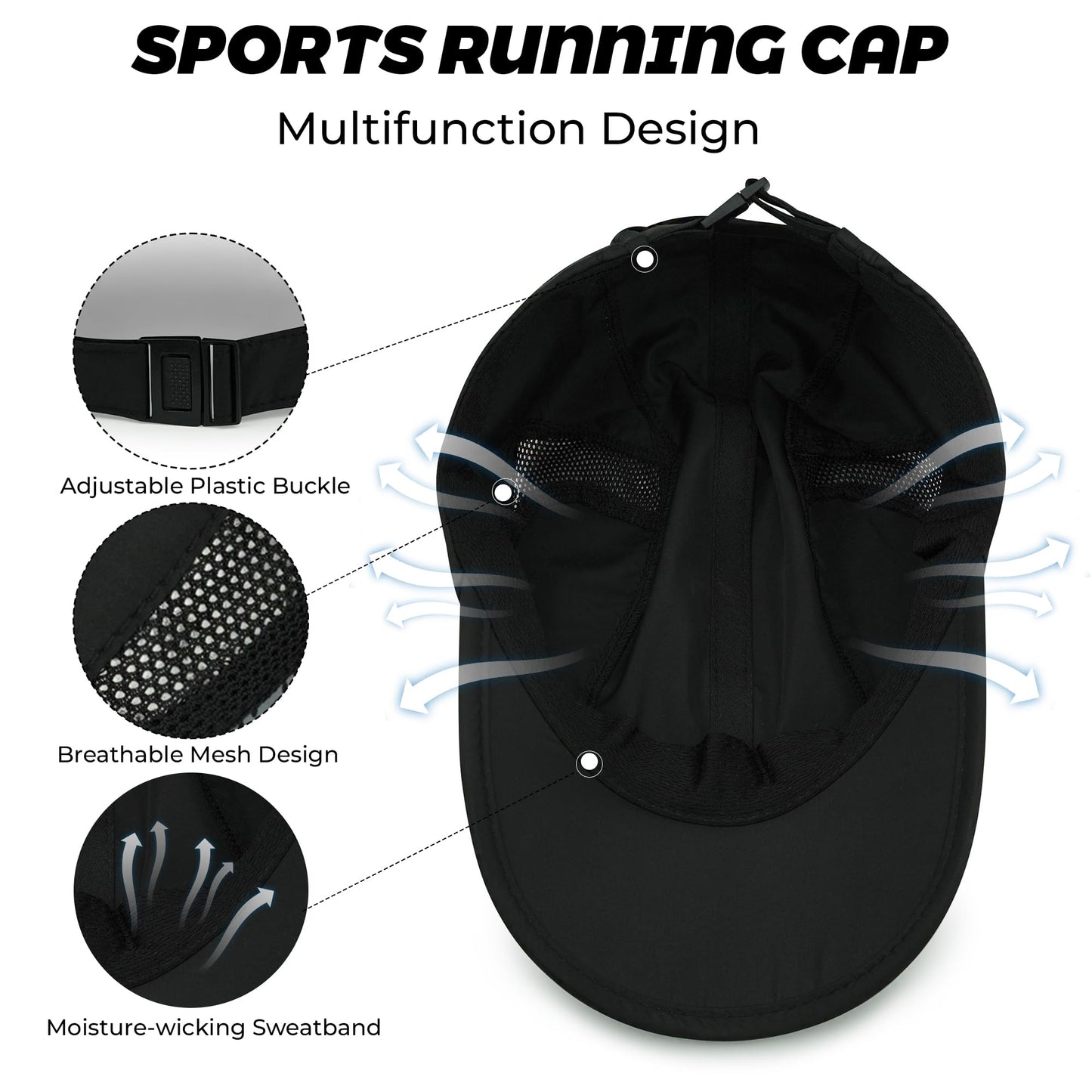 CLAPE Running Performance Hat Outdoor Sports UV Protection Baseball Cap Ultra Thin Lightweight Waterproof Quick Dry Portable Mesh Hat Dark Blue