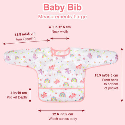 Accmor 4 Pack Long Sleeve Bibs, Baby Smock Waterproof Sleeved Bib Smock for Baby Toddler 6-24 Months