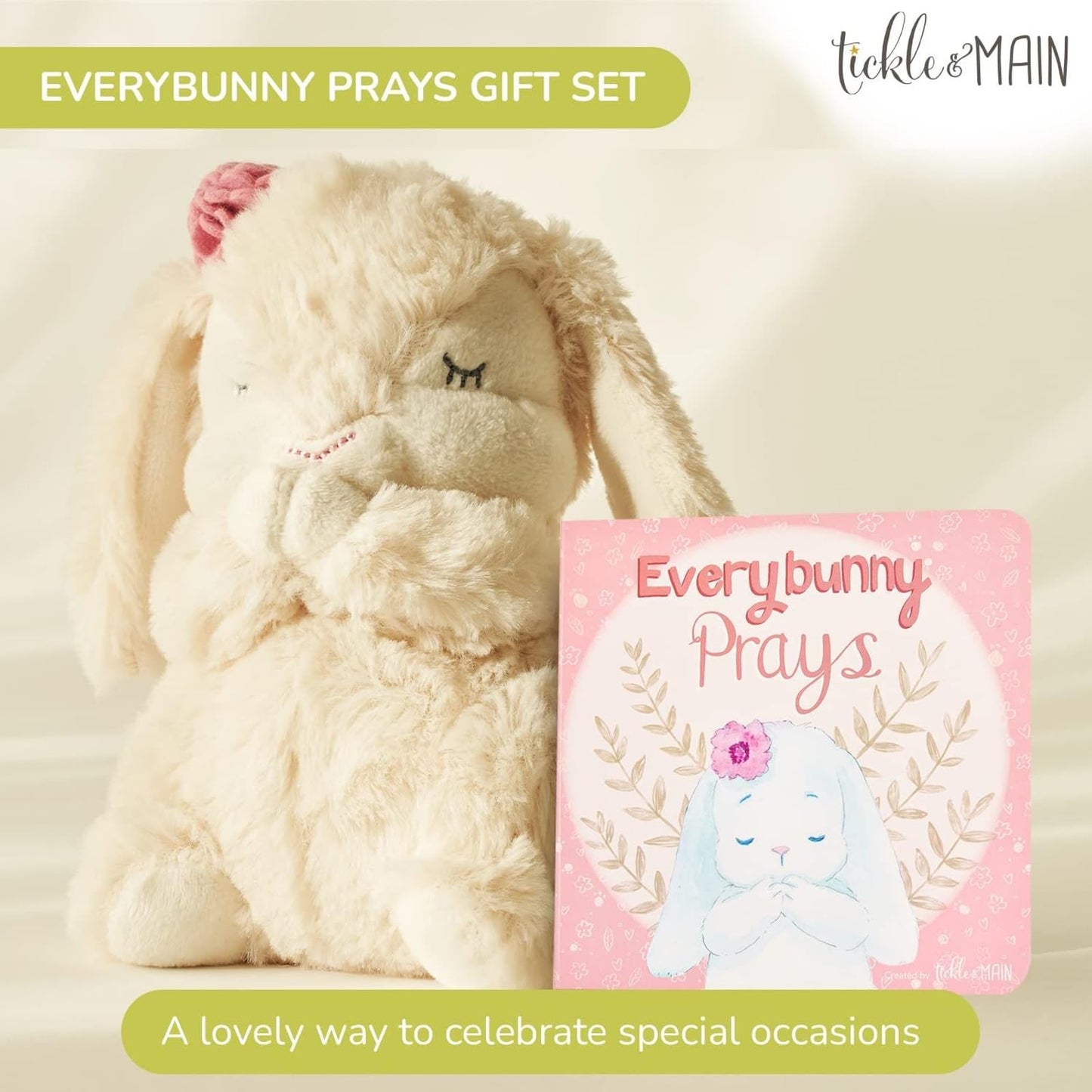 Tickle & Main Bunny Stuffed Animal & Musical Toy - Christening Gifts & Baby Dedication Gift for Girls - Gifts for Baptism - Goddaughter Gift (Pink, 7 in)