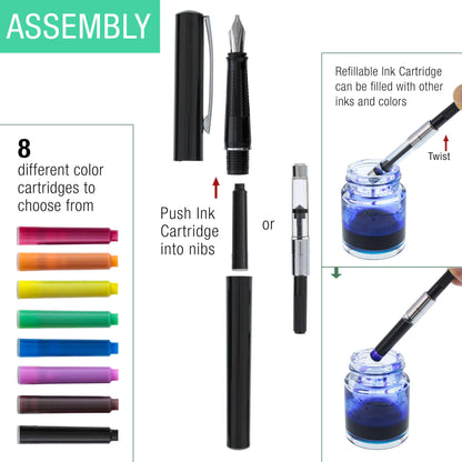 U.S. Art Supply 35-Piece Calligraphy Pen Set - 4 Pens, 5 Nibs, 22 Inks, Includes Calligraphy Pens for Writing, Beginners Handbook & Practice Paper Pad
