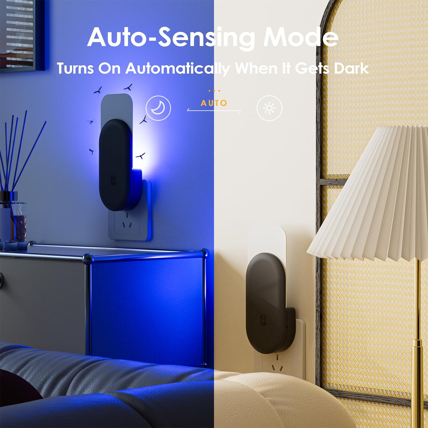 Flying Insect Trap, 2 in 1 Indoor Plug-in Fruit Fly Trap, 1 Trap Black and 6Glue Cards, Fruit Fly Traps for Gnat, Moth, Mosquito, Suitable for Every Part of The Home