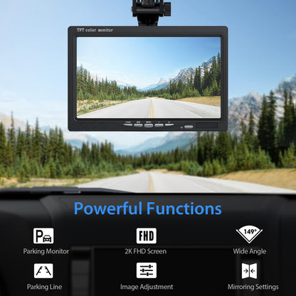 eRapta Backup Camera for Truck 7''HD 2K Front/Rear View Monitor kit IP69 Waterproof Night Vision DIY Grid Lines for Car RVs Trucks Tractors Bus Semi-Trailers Pickup AY7