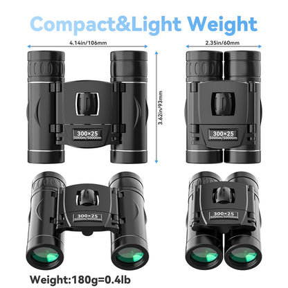300x25 Binoculars for Adults and Kids, High Powered Mini Pocket Binoculars with Phone Adapter, Waterproof Compact Telescope for Bird Watching, Hunting, Concert, Theater, Opera, Traveling, Sightseeing