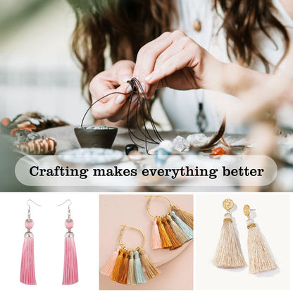 Creatrill 100 Pcs 13cm/5 Inch Silky Handmade Soft Craft Mini Tassels with Loops for Jewelry Making, DIY Projects, Bookmarks, 20 Colors, 5 Pcs of Each