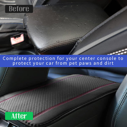Ziciner Car Center Console Armrest Pad, PU Leather Waterproof Auto Armrest Seat Box Cover Protector, Universal 12.59x 7.24 Inch Vehicles Interior Accessories for Most Car SUV (Black & Pink)