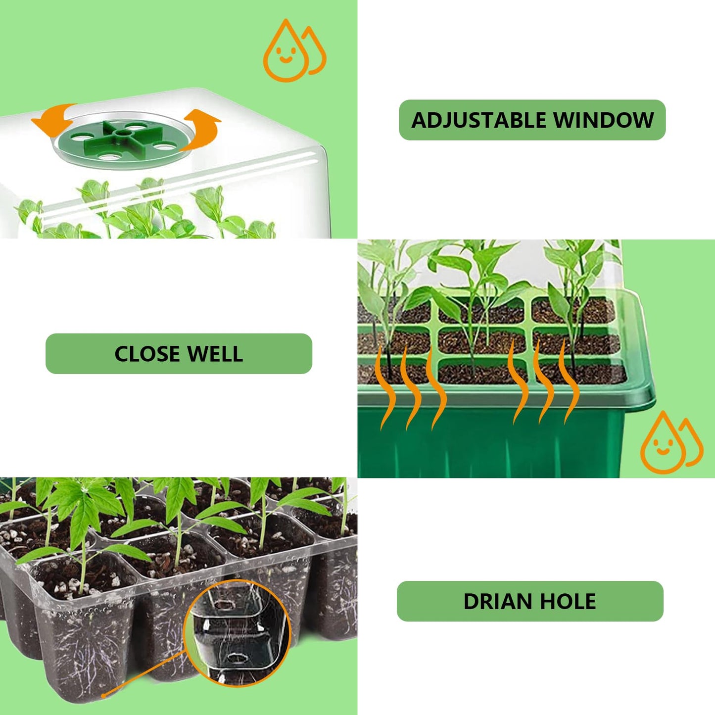 6-Pack Seed Starter Trays with 10"x20.75" Seedling Heat Mat for Indoor Home Gardening Seed Starting, 72-Cell Seed Starter Kit with Humidity Dome(12 Cells per Tray), MET Certified