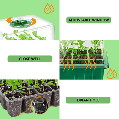 6-Pack Seed Starter Trays with 10"x20.75" Seedling Heat Mat for Indoor Home Gardening Seed Starting, 72-Cell Seed Starter Kit with Humidity Dome(12 Cells per Tray), MET Certified