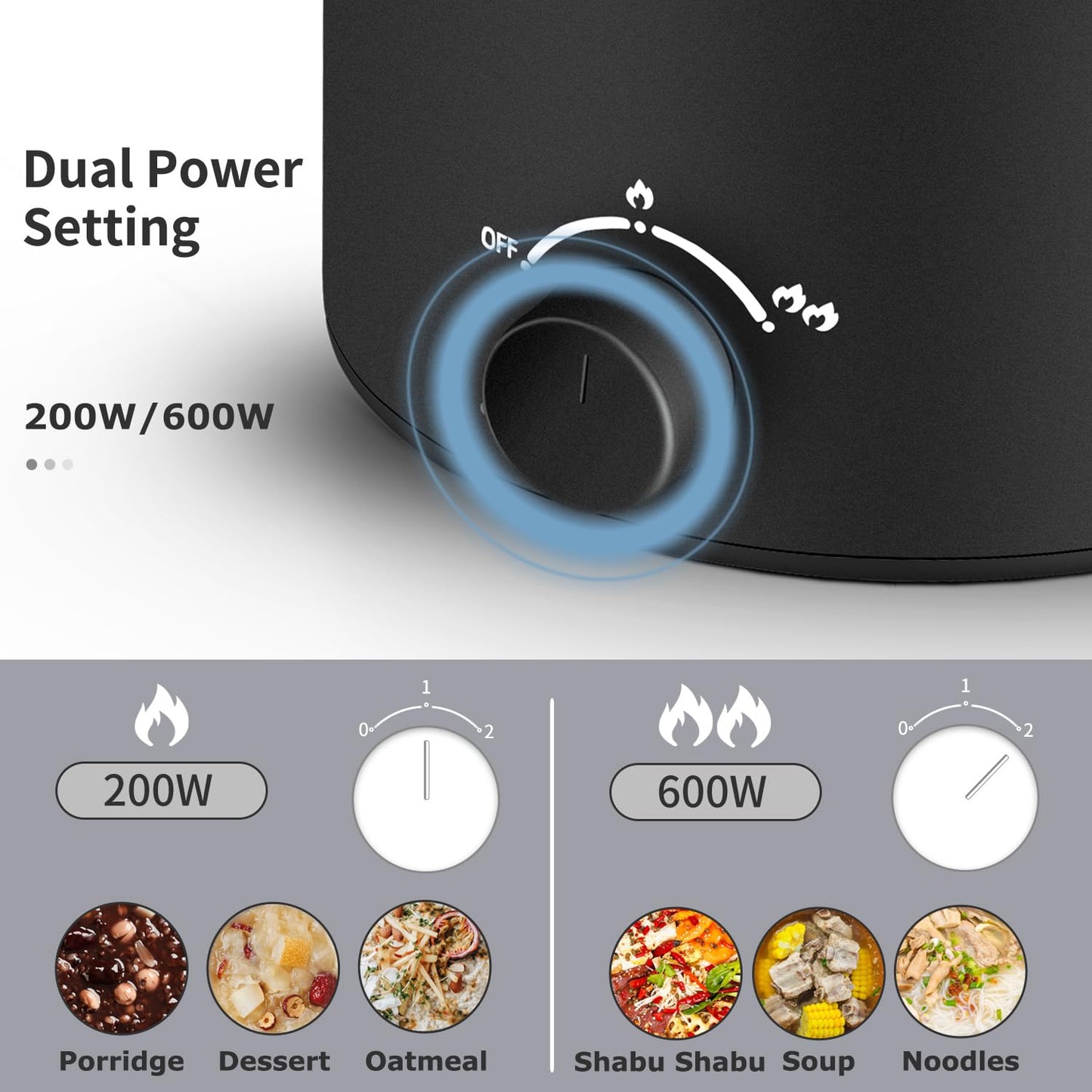 Topwit Hot Pot Electric, Electric Pot, 1.6L Ramen Cooker, Multifunctional Cooker for Pasta, Shabu-Shabu, Oatmeal, Soup and Egg with Over-Heating Protection, Boil Dry Protection, Black
