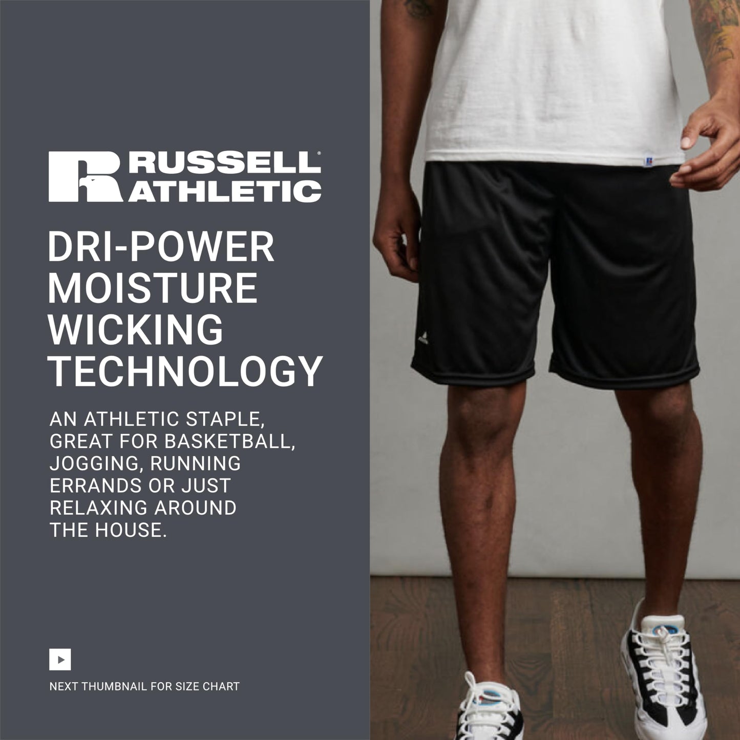Russell Athletic Men's Dri-Power Performance Short with Pockets Shorts, Black, XXL