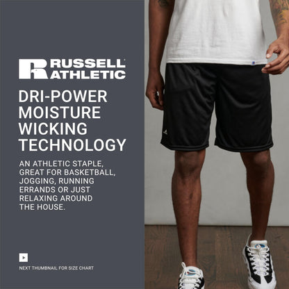 Russell Athletic Men's Dri-Power Performance Short with Pockets Shorts, Black, XXL