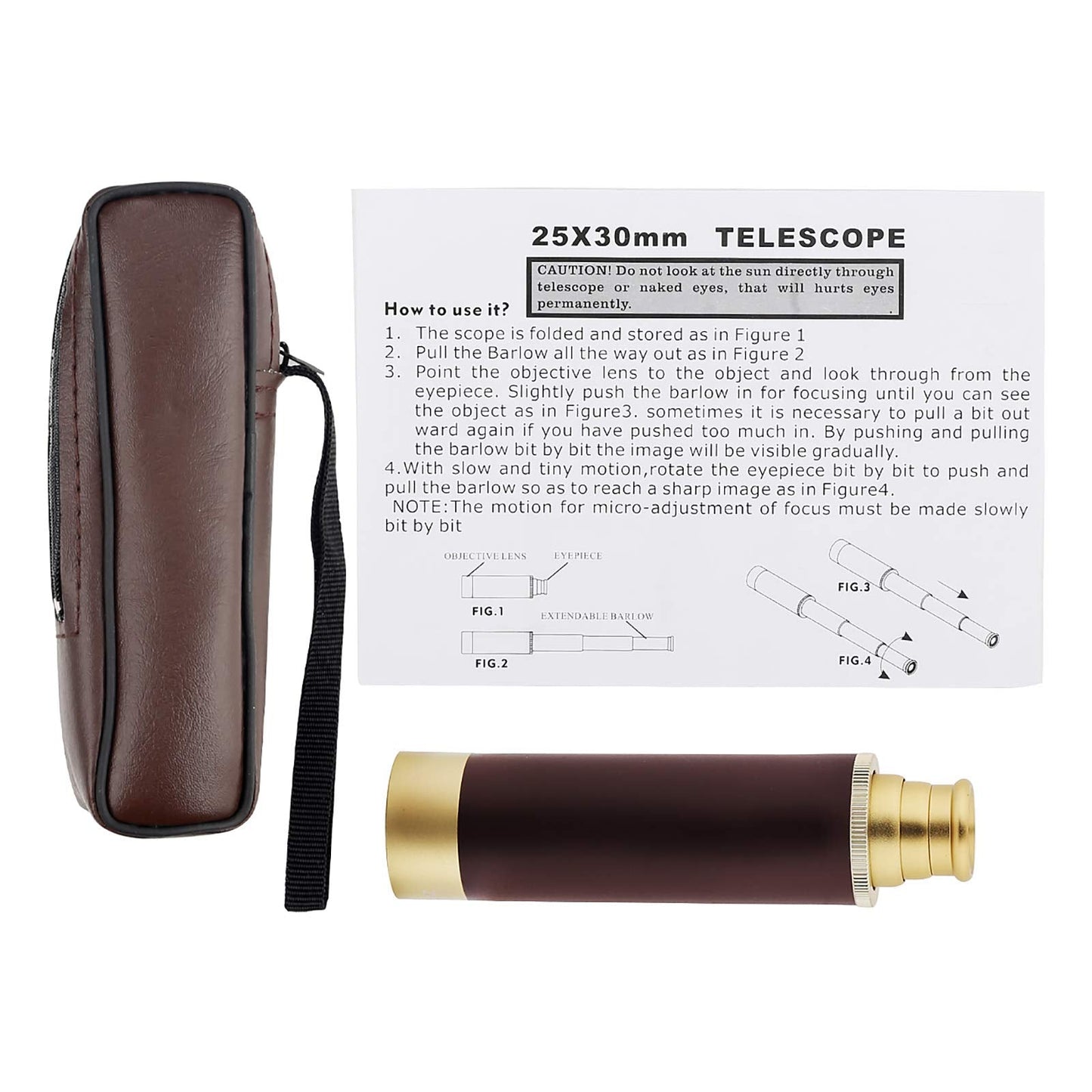 Telescope Brass Spyglass Pirate Monocular, Waterproof Pocket Mini Telescope Monocular, 25x30 Zoomable Collapsible Vintage for Navigation Voyage View Watching Games Travel Hiking Hunting