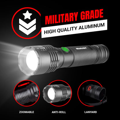GearLight S2000 LED Rechargeable Flashlight High Lumens - Super Bright, Powerful, Mid-Size Tactical Flashlight for Outdoor Activity & Emergency Use