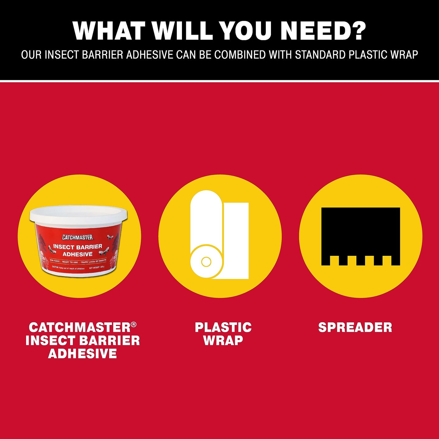 Catchmaster Insect Barrier Kit for Trees -Outdoor Insect Glue Traps for Ornamental Plants, Shrubs & Trees - DIY Beetles, Lanternflies, Cankerworms, Gypsy Moth & Ant Traps - Includes Spreader