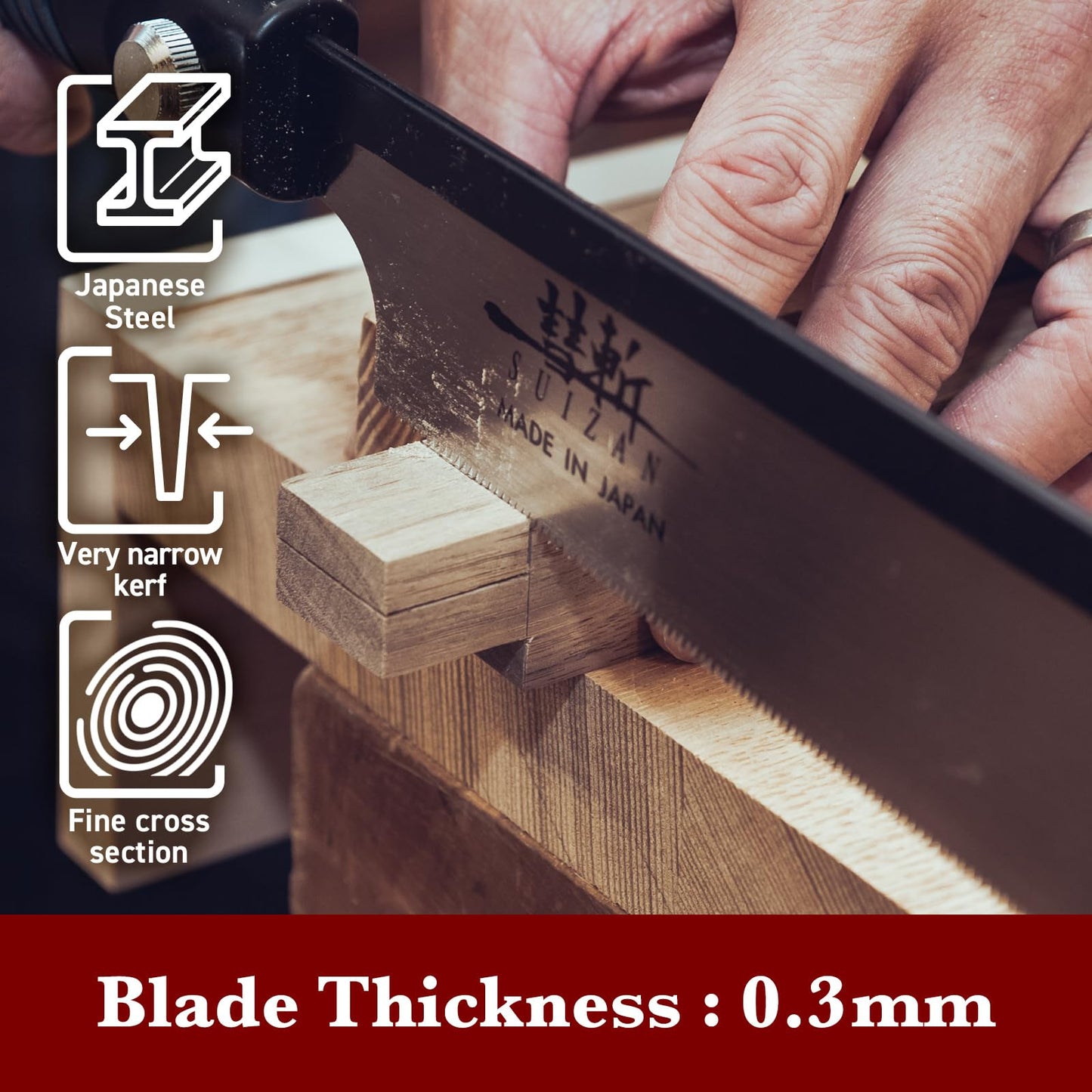 SUIZAN Dozuki Dovetail Saw 7" Rip Cross Angle Cut - Professional Japanese Pullsaw Handsaw Woodworking Tools