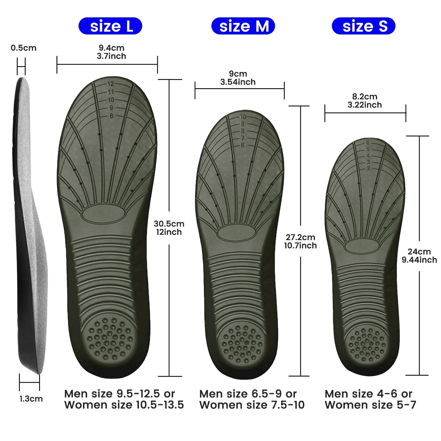Shoe Insoles, Memory Foam Insoles, Providing Excellent Shock Absorption and Cushioning for Feet Relief, Comfortable Insoles for Men and Women for Everyday Use, M [US M: 6.5-9/W: 7.5-10]